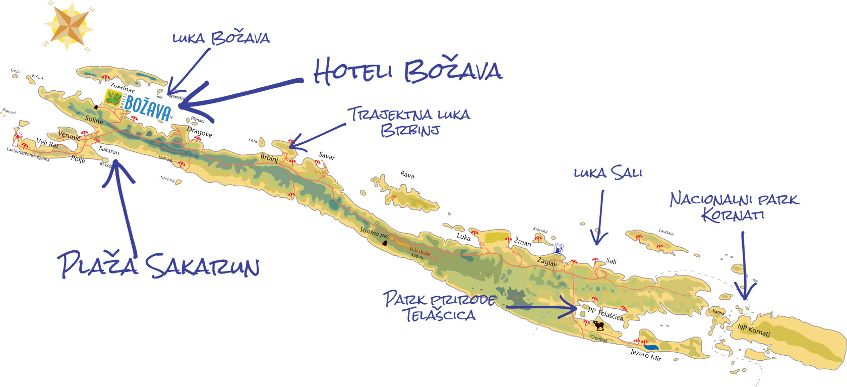 karta hrvatske dugi otok Hoteli Božava karta hrvatske dugi otok